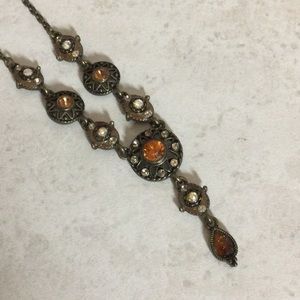 10” old world steampunk orange bead necklace